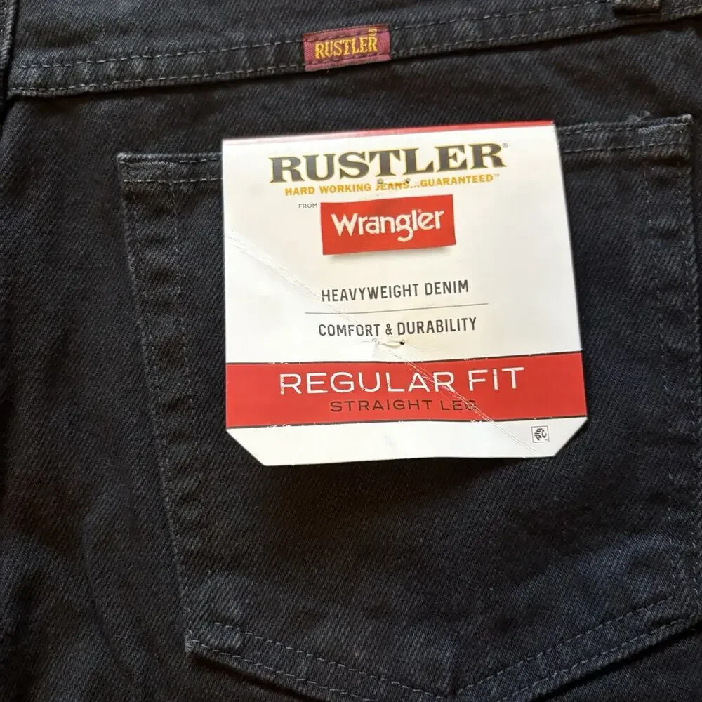 Rustler by Wrangler Men’s Jeans 33x30 Black Regular Fit Straight Leg NWT